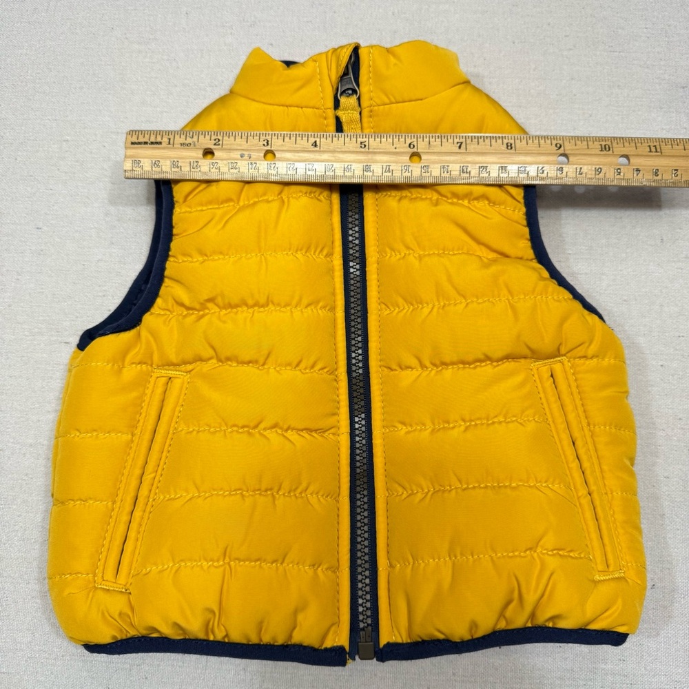 Carters Puffer Vest - Yellow Blue Lined Full Zip Front Hand Pockets - Size 6mos - Picture 8 of 9